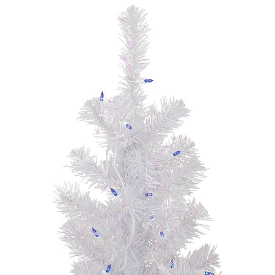 Northlight 4ft. Pre-Lit White Medium Rockport Pine Artificial Christmas Tree, Blue Lights